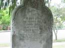 
Mary Jane
wife of James TAYLOR
12 May 1891
aged 22

St Matthews (Anglican) Grovely, Brisbane
