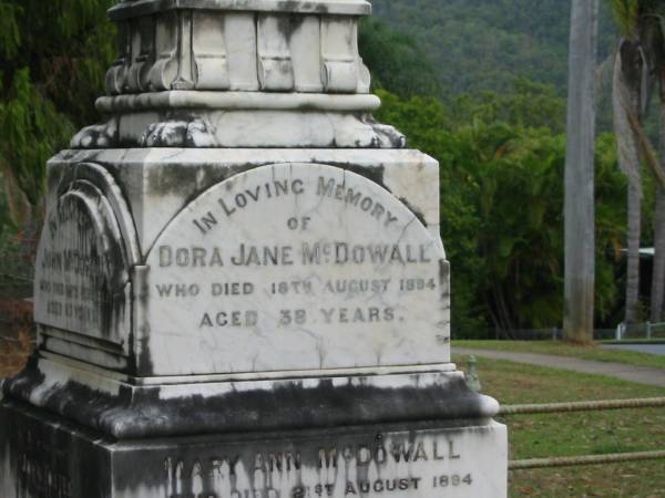 John McDOWALL  | 23 Feb 1873  | aged 63  |   | son  | John FOSTER  | 17 Feb 1868  | aged 10  |   | Dora Jane McDOWALL  | 18 Aug 1894  | aged 38  |   | Mary Ann McDOWALL  | 21 Aug 1894  | aged 44  |   | Elizabeth Ann McDOWALL  | 11 Aug 1890  |   | second son  | James William  | B: 5 Nov 1849  | D: 15 Jul 1890  |   | Ambrose McDOWALL  | B: 20 Mar 1853  | D: 16 Dec 1911  |   | St Matthew's (Anglican) Grovely, Brisbane  | 