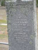 
Wilhelm MEISSNER
d: 26 May 1915, aged 73
(also wife of above)
Caroline
26 July 1929, aged 91
Haigslea Lawn Cemetery, Ipswich
