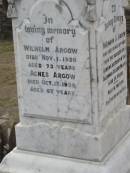 
Hermann A ARGOW
3 Mar 1922, aged 26 
from the results of a burning accident in the Caledonian Colliery, Walloon
Wilhelm ARGOW
1 Nov 1938, aged 73
Agnes ARGOW
17 Oct 1929, aged 62
Haigslea Lawn Cemetery, Ipswich
