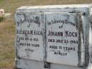 
Augusta M KOCH
12 Dec 1932, aged 46
Johann KOCH
22 Jul 1950, aged 71
Haigslea Lawn Cemetery, Ipswich
