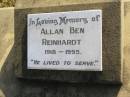 
Allan Ben REINHARDT
b: 1918, d: 1995
Harrisville Cemetery - Scenic Rim Regional Council

