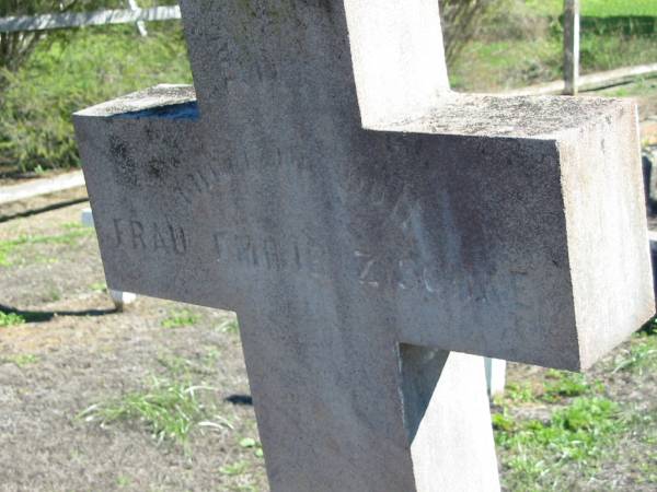 Frau Emilie ZISCHKE, born PETERS, born Mar 1849 died 11 May 1897?;  | St Paul's Lutheran Cemetery, Hatton Vale, Laidley Shire  | 
