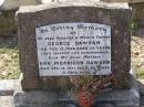
George DAWSON,
husband,
father of Mary,
died 13 Feb 1940 aged 55 years;
Ann Morrison DAWSON,
mother,
died 18 Dec 1951 aged 67 years;
Helidon General cemetery, Gatton Shire
