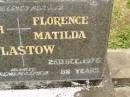 
parents;
Joseph PLASTOW,
died 1 Sept 1943 aged 58 years;
Florence Matilda PLASSTOW,
died 26 Dec 1976 aged 88 years;
Howard cemetery, City of Hervey Bay

