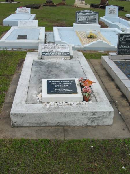 John Abel STELEY,  | died 27 July 1959 aged 69 years;  | Isabella Robinson STELEY,  | died 19 March 1979 aged 89 years;  | Fernie Lewis STELEY,  | died 4 April 2002 aged 91 years,  | son of John & Isabella;  | Howard cemetery, City of Hervey Bay  | 