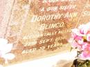 
Dorothy Ann BLINCO,
wife mother sister,
accidentally killed 22 Sept 1956 aged 35 years;
Sidney Arthur BLINCO,
dad grandad great-grandad,
7 Dec 1917 - 3 Sept 2001;
Jandowae Cemetery, Wambo Shire
