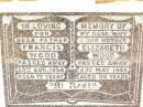 
Francis WOOD,
father,
died 23 Aug 1954 aged 72 years;
Elizabeth WOOD,
wife mother,
died 23 May 1946 aged 56 years;
Jandowae Cemetery, Wambo Shire
