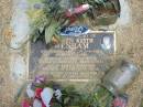 
Darren Keith WENHAM,
died 3-4-2004 aged 20 years;
partner of Kylie,
father of Sheralee, Dean & Coby,
son of Keith & Kayelene,
brother of Rebecca & Jason;
Jandowae Cemetery, Wambo Shire
