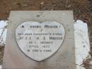 
Maylene Sheree HUDSON,
daughter sister,
died in infancy 6 Jan 1973;
Jandowae Cemetery, Wambo Shire
