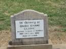 
George Edward (Eddy) CLARKE,
husband of Clarice,
died 24 Jan 1980 aged 77 years;
Jandowae Cemetery, Wambo Shire

