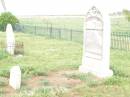 
Mary Ann,
wife of Thomas ENSOR,
died 15 Dec 1871 aged 49 years;
Jimbour Station Historic Cemetery, Wambo Shire

