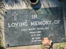 
Enid Mary REGELING,
died 25-11-1995 aged 68 years;
Kalbar General Cemetery, Boonah Shire
