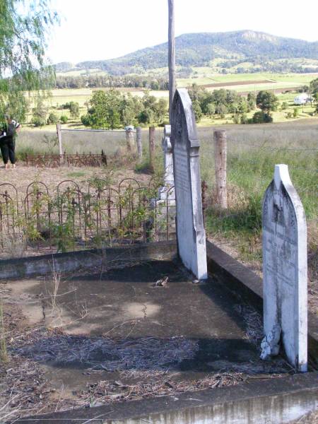 Herrmann Rudolf DOMJAHN, farmer,  | born 21 May 1849 died 24 Oct 1898;  | Wilhelmine DOMJAHN nee BRANDENBURG,  | born 3 Dec 1855 died 7 June 1895;  | Kalbar St Marks's Lutheran cemetery, Boonah Shire  | 