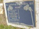 
Vanda Jean MANN, wife mother,
died 3 Sept 1985 aged 40 years;
Kandanga Cemetery, Cooloola Shire
