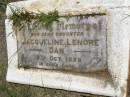 
Jacqueline Lenore DAN,
daughter,
died 8 Oct 1959;
Kandanga Cemetery, Cooloola Shire
