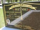 
Harold (Harry) Douglas ROZYNSKI,
18-9-1916 Delegate NSW - 10-8-2003 Gympie Qld;
Kandanga Cemetery, Cooloola Shire
