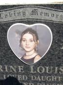 
Catherine Louise KING,
6-11-1982 - 23-8-2001,
daughter sister grand-daughter;
Kandanga Cemetery, Cooloola Shire
