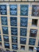 
James Henry SHEFFIELD
15 Jan 1974, aged 61
Blanche Lillian SHEFFIELD
4 Feb 01, aged 84
Godfrey Hope NOBLE
21 Jul 1985, aged 84
Thelma Mavis NOBLE
26 Jan 1993, aged 90
Samuel FORREST
25 Jan 1950, aged 69
Martha FORREST
6 Aug 1966, aged 84
Arthur LUKE
6 Sep 72, aged 61
Eunice LUKE
3 Jun 95, aged 80
Geoffrey G G HAMILTON
9 May 1968, aged 69
Ruby HAMILTON
9 Jun 1969, aged 69
Donald MORRISON
b: 8 Feb 1911, d: 18 Aug 1962
Audrey MORRISON
b: 15 Jul 1910, d: 16 Oct 2000
Sydney Charles SAWYER
7 Jul 1964, aged 82
Edith Annie SAWYER
1 Jan 1977, aged 90
Gwynneth Ada PERKINS
24 Jul 84, aged 45
Robert Stevenson NISBET
31 Mar 1964, aged 66
Isobel Harriet NISBET
2 May 2000, aged 87
Albert L SCHAFFER
14 May 84, aged 83
Patricia E Jean SCHAFFER
11 Dec 88, aged 79
Josephine Thoer (Jo) HOBSON
20 Feb 1999, aged 84
Florence Mary Ann ASH
b: 21 Feb 1932, d: 1 Jul 1990, aged 58
Thelma E ANDERSON
17 Jun 1989,aged 87
James Curtis ANDERSON
b: 4 Sep 1900, d: 18 Jun 98
Jenny Roberts KEENAN
7 Mar 1991, aged 42
(wife of Bruce, mother of Anthony, Olivia, Dean)
William Francis THOMPSON
29 Jun 1963, aged 95
Isabella THOMPSON
14 Jun 1968 aged 91
Adam Torrens BATEMAN
22 May 1999, aged 74, 
John Charles ECKERSLEY
5 Jan 1996, aged 72
Madeline Mary ECKERSLEY (Lynne)
b: 14 Apr 1923, d: 7 Apr 2000
St Marys Anglican Church, Kangaroo Point, Brisbane
