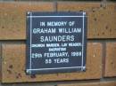
Graham William SAUNDERS
d: 29 feb 1988, aged 55
Kenmore-Brookfield Anglican Church, Brisbane
