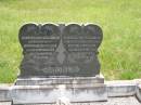 
Joseph B. GODBER,
father,
died 29 Oct 1949 aged 74 years;
Jane Ann GODBER,
wife mother,
died 6 Oct 1945 aged 70 years;
Kilkivan cemetery, Kilkivan Shire
