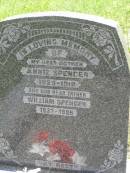 
Annie SPENCER,
mother,
1829 - 1918;
William SPENCER,
father,
1832 - 1886;
Kilkivan cemetery, Kilkivan Shire
