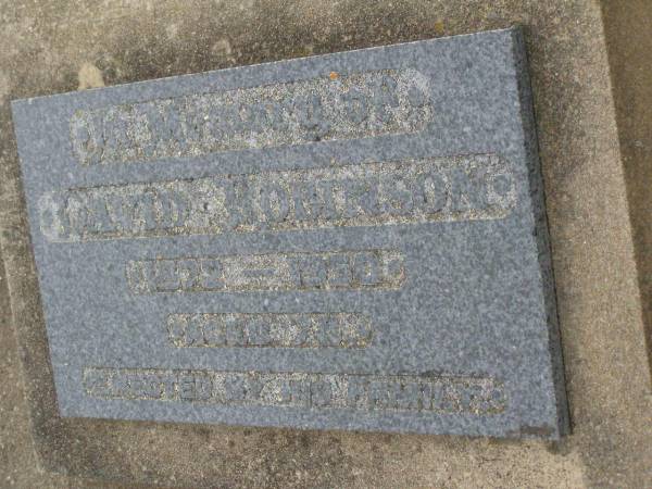 David ROBINSON,  | 1872 - 1950 aged 78 years,  | erected by family;  | Killarney cemetery, Warwick Shire  | 
