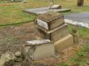 
William John SHEPPARD,
died 23 Aug 1903 aged 64 years;
Ann,
wife,
died 4 Sept 1903 aged 55? years;
Albert James,
son,
died 10? July 1890 aged 12 years;
erected by daughter Elesia Ann SHEPPARD;
Killarney cemetery, Warwick Shire

