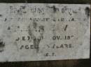 
William J. WARE,
husband father,
died 30 Nov 1951 aged 55 years;
Ivy Pearl WARE,
mother,
died 27 Dec 1965 aged 64 years;
Killarney cemetery, Warwick Shire
