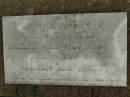
baby TROTTER,
stillborn 23 June 1957,
infant son of Verney & Nancy;
Killarney cemetery, Warwick Shire
