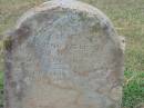 
daughter of Joseph & Sary Ann COOP,
born 14 May 1894,
died 12 Feb 1891;
Killarney cemetery, Warwick Shire
