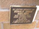 
Donald James NEILSEN,
died 23 Oct 2004 aged 72 years;
Lawnton cemetery, Pine Rivers Shire
