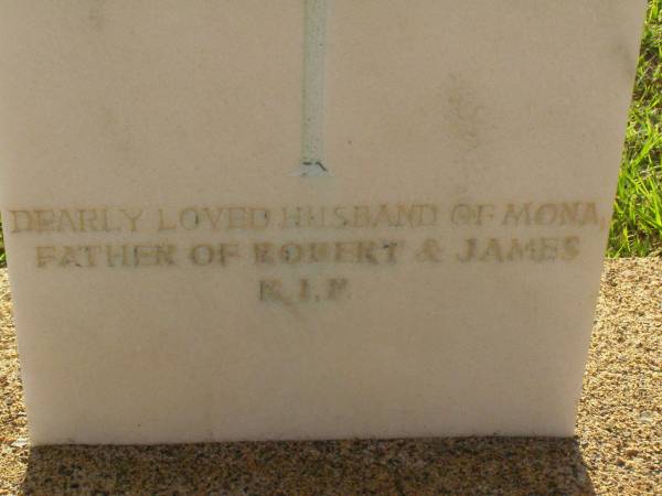 R.A. NUNN,  | died 10 Jan 1950 aged 30? years;  | husband of Mona,  | father of Robert & James;  | Lawnton cemetery, Pine Rivers Shire  | 