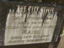 
Margaret LEAR?,
mother,
died 16 May 1948 aged 84 years;
Maisie,
sister,
died 25 Oct 1936;
Lawnton cemetery, Pine Rivers Shire
