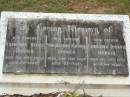 
Frederick Henry HUBNER,
brother,
died 17 Sept 1922 aged 24 years;
Wilhelmina Rosina HUBNER,
mother,
died 23 May 1950 aged 82 years;
Christian Johann HUBNER,
father,
died 19 July 1933 aged 69 years;
Lawnton cemetery, Pine Rivers Shire
