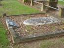 
parents;
James MCCULLAGH,
died 3 Nov 1910 aged 68 years;
Mary,
wife,
died 9 Nov 1910 aged 72 years;
migrated from Ireland 1864,
settled in Narangba,
restored by descendants 1997;
Lawnton cemetery, Pine Rivers Shire
