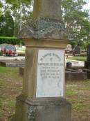 
Caroline Fredericka,
wife of John MCTAGGART,
died 8 Jan 1913 aged 41 years;
Lawnton cemetery, Pine Rivers Shire
