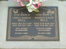 
Lorna Marion BELL,
born 23 Nov 1945,
died 31 Dec 1989,
wife mother grandmother;
Warren Ralph BELL,
born 16 Mar 1939,
died 19 Dec 2001,
husband father grandfather;
Lawnton cemetery, Pine Rivers Shire
