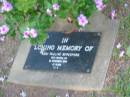 
Noni Pauline BERESFORD,
died 1 Dec 1994? aged 61 years;
Lawnton cemetery, Pine Rivers Shire
