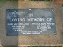 
Cindy Lee OSULLIVAN,
died 14 April 1987 aged 14 months;
Trystan Reece POACHER,
died 13 Dec 1994 aged 1 month;
Lawnton cemetery, Pine Rivers Shire
