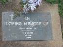 
Neva KEMPSTER,
died 13 Nov 1989 aged 57 years;
Lawnton cemetery, Pine Rivers Shire
