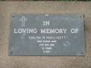 
Thelma M. MCELLIGOTT,
died 15 Nov 1986 aged 72 years;
Lawnton cemetery, Pine Rivers Shire

