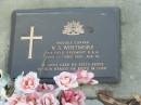 
N.S. WHITMORE,
died 22 Oct 1989 aged 70 years;
Mary Elizabeth WHITMORE,
mother grandmother,
died 25 May 2005 aged 86 years;
Lawnton cemetery, Pine Rivers Shire
