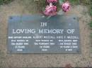 
Mark Anthony CAHALANE,
died 19 March 1986 aged 21 years;
Albert MUZZALL,
died 15 Feb 19933 aged 79 years;
Kate F. MUZZALL,
died 5 Aug 1992 aged 79 years 0 days;
Lawnton cemetery, Pine Rivers Shire
