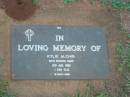 
Kylie ALCHIN,
died 8 AUg 1985 aged 1 day;
Lawnton cemetery, Pine Rivers Shire
