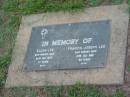 
Ellen LEE,
died 26 Dec 1973 aged 77 years;
Francis Joseph LEE,
died 22 July 1986 aged 89 years;
Lawnton cemetery, Pine Rivers Shire

