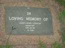 
James Henry GORDON,
died 20 Jan 1983 aged 83 years;
Lawnton cemetery, Pine Rivers Shire
