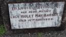 
Lucy Violet May BARNETT
d: 16 Aug 1929

Horace BARNETT
d: 18 Apr 1928

Legume cemetery, Tenterfield, NSW


