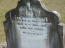 
Margaret Eleanor wife of Geo. H. COOKE, died 4 Sept 1910 aged 44 years;
Logan Village Cemetery, Beaudesert
