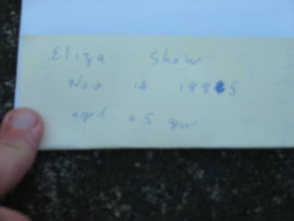 Eliza SHAW died 14 Nov 1885 aged 45 years;  | Logan Village Cemetery, Beaudesert  | 